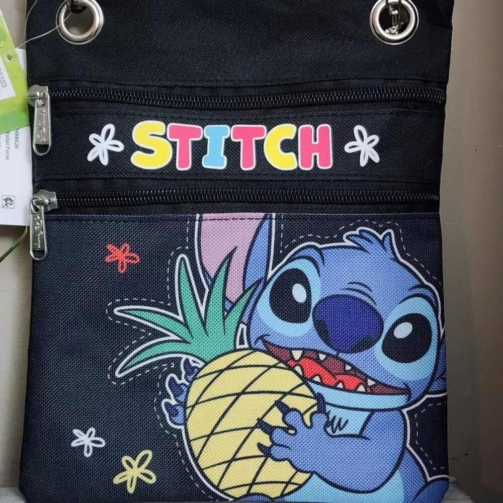 Disney Stitch Pineapple Passport Bag Black NWT​